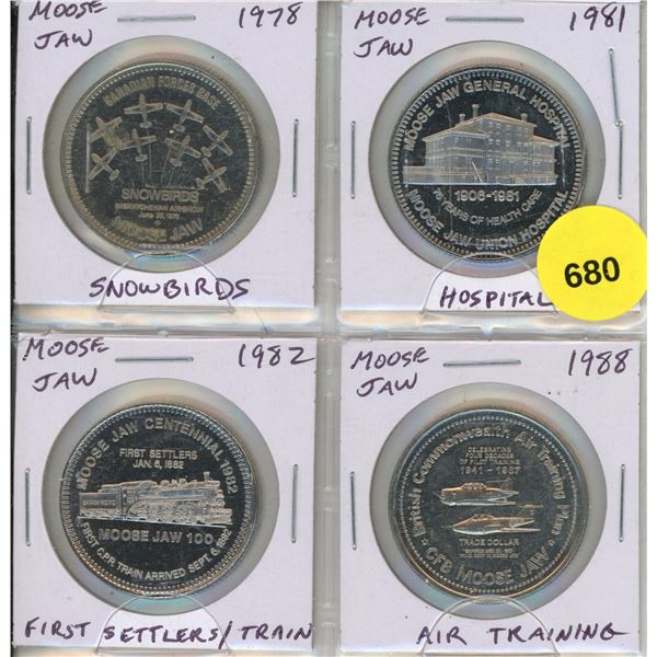 Set of 4 Moose Jaw Trade Dollars including Snowbirds.