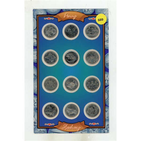1999 Millenium 25 Cents complete set of 12, one for each month. Uncirculated. Housed in its original