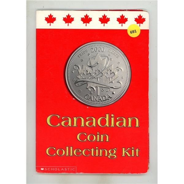 Canadian Coin Collecting Kit complete with 1999 and 2000 Millenium 25 Cents. Housed in it original p