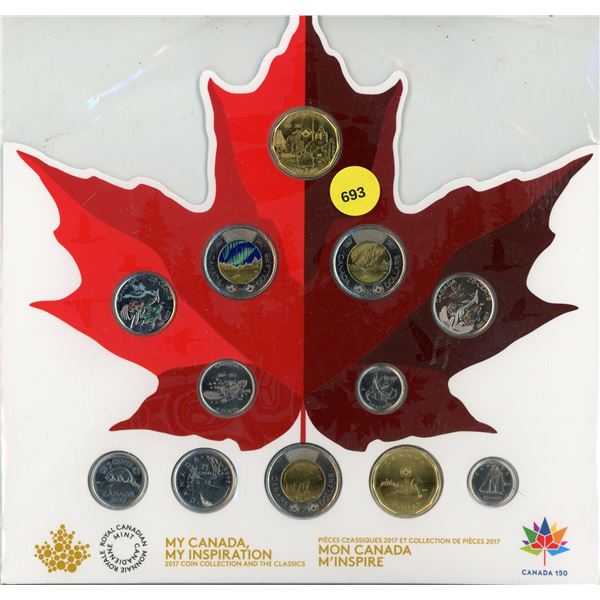 1867 – 2017 My Canada, My Inspiration Coin Collection. Complete set of 12 coins, including 