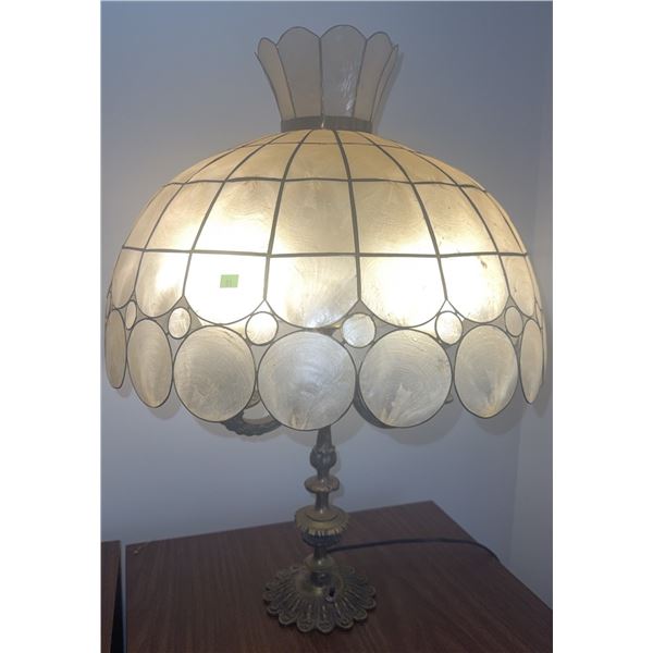 Brass Table Lamp with Capiz Shell Shade
