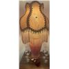Image 1 : Decorative Table Lamp with Pink Vase Base, 4 Floral Etched Glasses, and Red Glass Rose