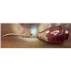 Image 3 : Decorative Table Lamp with Pink Vase Base, 4 Floral Etched Glasses, and Red Glass Rose