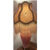 Image 4 : Decorative Table Lamp with Pink Vase Base, 4 Floral Etched Glasses, and Red Glass Rose