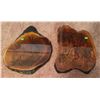 Image 3 : Glass Floral Table Lamp and Two Wood Burn Engraved Slices