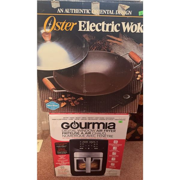 Oster Electric Wok with Lid and Gourmia Digital Window Air Fryer 6.7L