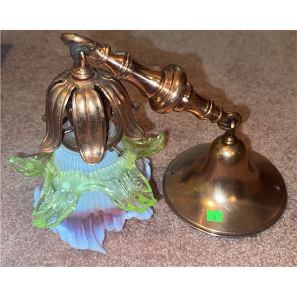 Wall Sconce Light Fixture with Ruffled Art Glass Shade