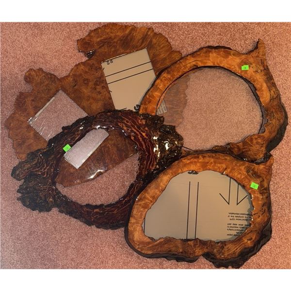 4 Live Edge Burl Wood Mirror and Picture Frames