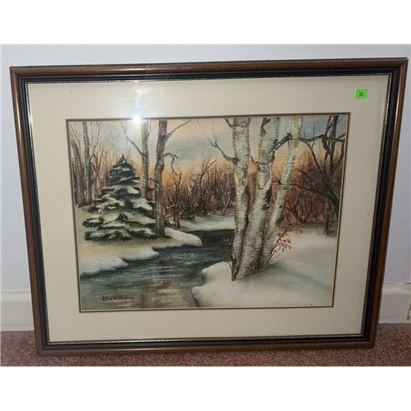 Eddie M. Budney Framed Winter Landscape Watercolour
