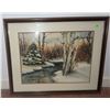 Image 1 : Eddie M. Budney Framed Winter Landscape Watercolour