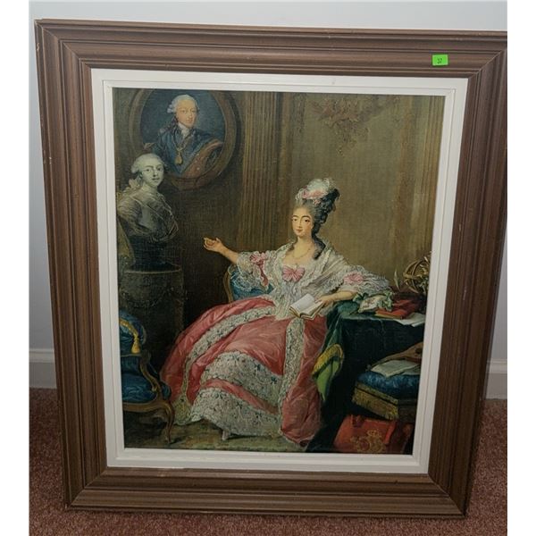 Framed Print of 18th Century Style Portrait in Wood Frame