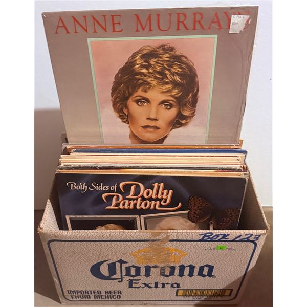 Box Lot of Country and Pop Vinyl LP Records Including Anne Murray, Dolly Parton, Buck Owens, Kris K: