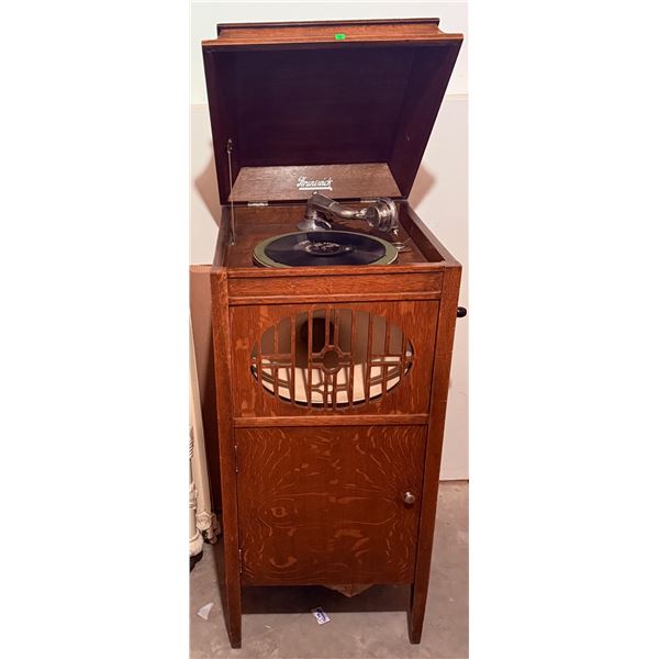 Brunswick Floor Model Wind-Up Phonograph with Cabinet