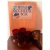 Image 3 : Lot: Letter Sorter, Amber Jug, Cobalt Pitcher, Wine & Cheese Box, Birdhouse, Glasses