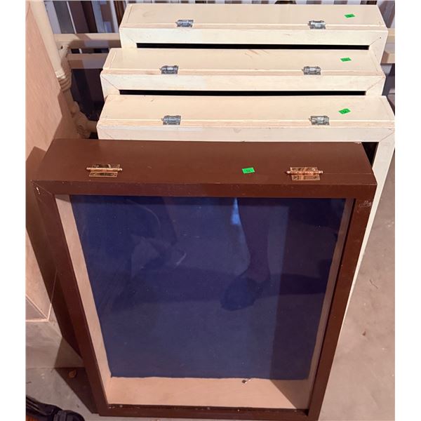 4 Glass-Top Wood Showcase Display Cases with Key