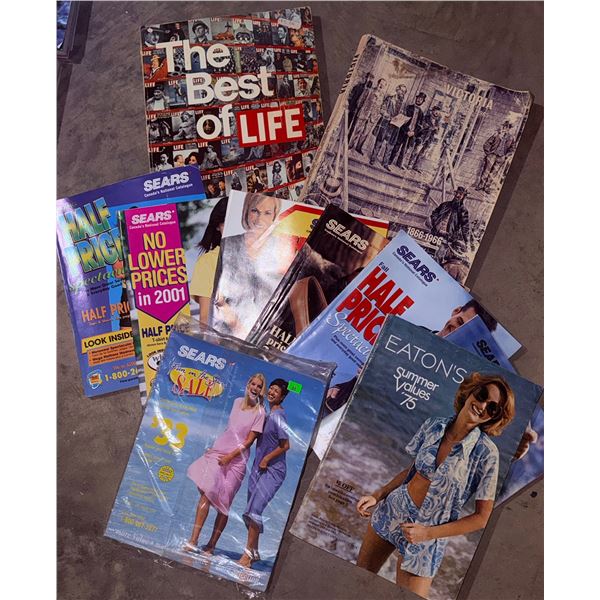 Vintage Catalogue and Magazine Collection Including Sears, Eaton's, and LIFE