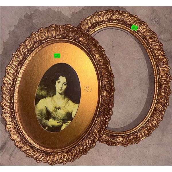 Ornate Oval Gold-Tone Picture Frames with Portrait Print