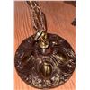 Image 2 : Hanging Red Hobnail Glass Pendant Light with Ornate Metal Mount