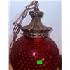 Image 4 : Hanging Red Hobnail Glass Pendant Light with Ornate Metal Mount