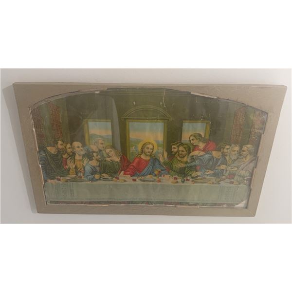 Framed Print of The Last Supper Under Glass with Wood Frame
