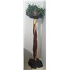 Image 1 : Tall Natural Wood Plant Stand with Artificial Ivy and Brass Teapot