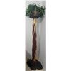 Image 2 : Tall Natural Wood Plant Stand with Artificial Ivy and Brass Teapot