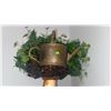 Image 3 : Tall Natural Wood Plant Stand with Artificial Ivy and Brass Teapot