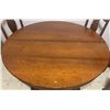 Image 4 : Round Oak Dining Table with Pedestal Base and Five Matching Chairs