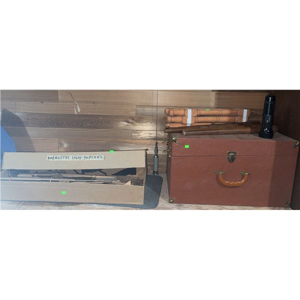 Marquetry Inlay Patterns and Brown Storage Trunk