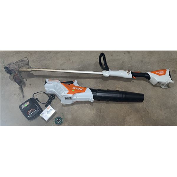 Stihl FSA 57 Cordless String Trimmer and BGA 57 Blower Set with Charger and Accessories