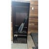 Image 1 : Wooden Locker with Storage Shelf, Rubber Boots, Work Boots, and Aluminum Baseball Bats