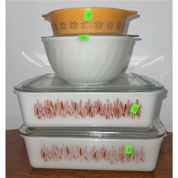 Pyrex and Fire-King Mixing Bowls and Covered Refrigerator Dishes