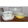 Image 1 : CorningWare Blue Cornflower Casserole Dishes and Pyrex Yellow Mixing Bowls