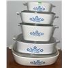 Image 1 : CorningWare Blue Cornflower Baking Dish Set with Glass Lids, Five Pieces