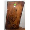 Image 3 : Four Items: Pyrography Wood Owl Plaque, Wooden Mantel Clock, and more