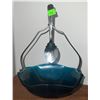 Image 4 : Decorative Ceramic Plate, Arizona Souvenir Dish, and Blue Glass Bowl With Metal Handle and Spoon