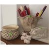 Image 1 : Ceramic Tableware Including Pig Motif and Palm Tree Vase