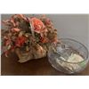 Image 4 : Three Cut Glass Serving Dishes and Flower Basket Arrangement