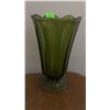 Image 4 : Group Lot: Rogers Silverplate Spoons, Green Glass Vase, Bottle, Square Vase, Planter, Postcard