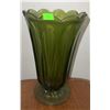 Image 6 : Group Lot: Rogers Silverplate Spoons, Green Glass Vase, Bottle, Square Vase, Planter, Postcard