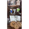 Image 1 : Decorative Shelf Lot with Photo Album, Trinket Boxes, and Dried Floral Plaques