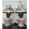 Image 1 : Floral Pattern Milk Glass Electric Table Lamps