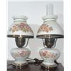 Image 2 : Floral Pattern Milk Glass Electric Table Lamps