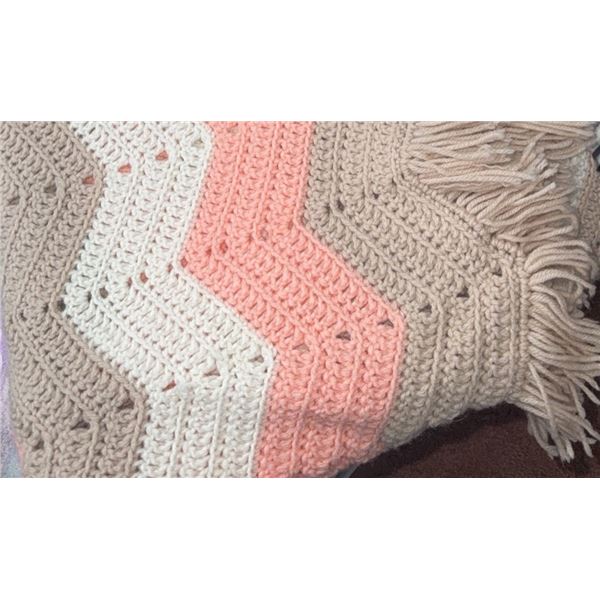 2 Framed Floral Prints and Crocheted Blanket