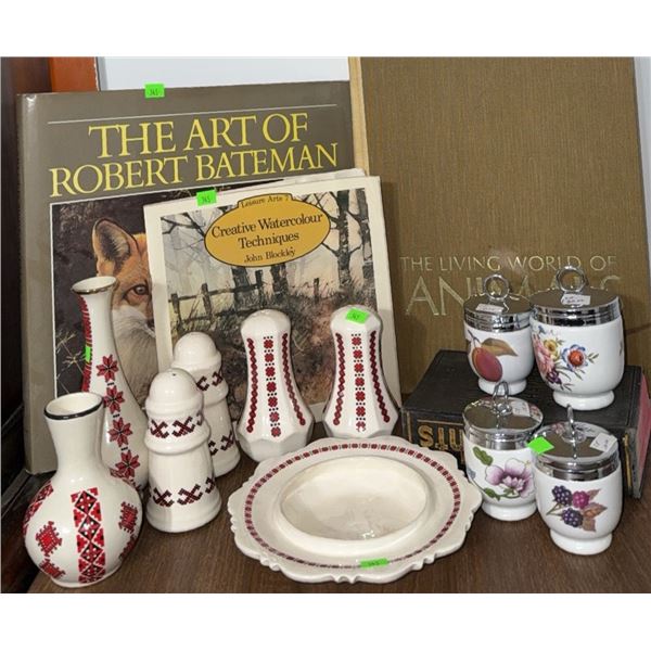 Art Books, Ceramic Jars, and Decorative Vases