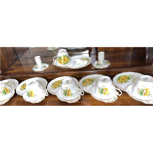 Royal Standard 'Wild Rose' Tea Set with Six Trios and Candle Holders