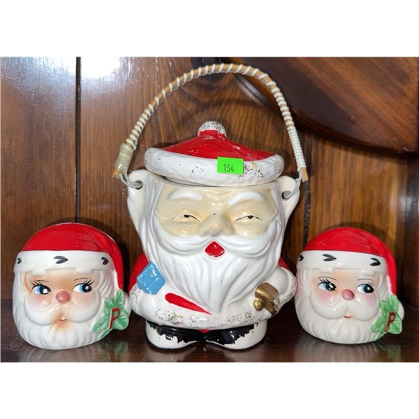 Santa Claus Ceramic Cookie Jar and Shaker Set, Japan Marked