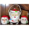 Image 1 : Santa Claus Ceramic Cookie Jar and Shaker Set, Japan Marked