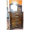 Image 4 : Wooden Tallboy Chest of Drawers with Mirror and Shelf. Items on Chester not included.