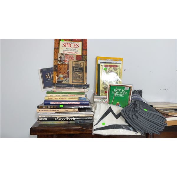Books Including The Complete Book of Spices, Old Farmer's Almanac, and The Wood Book